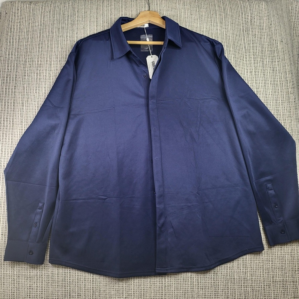 Coofandy Shirt Mens XL Navy Blue Dress Button Down Long Sleeve Classic Formal